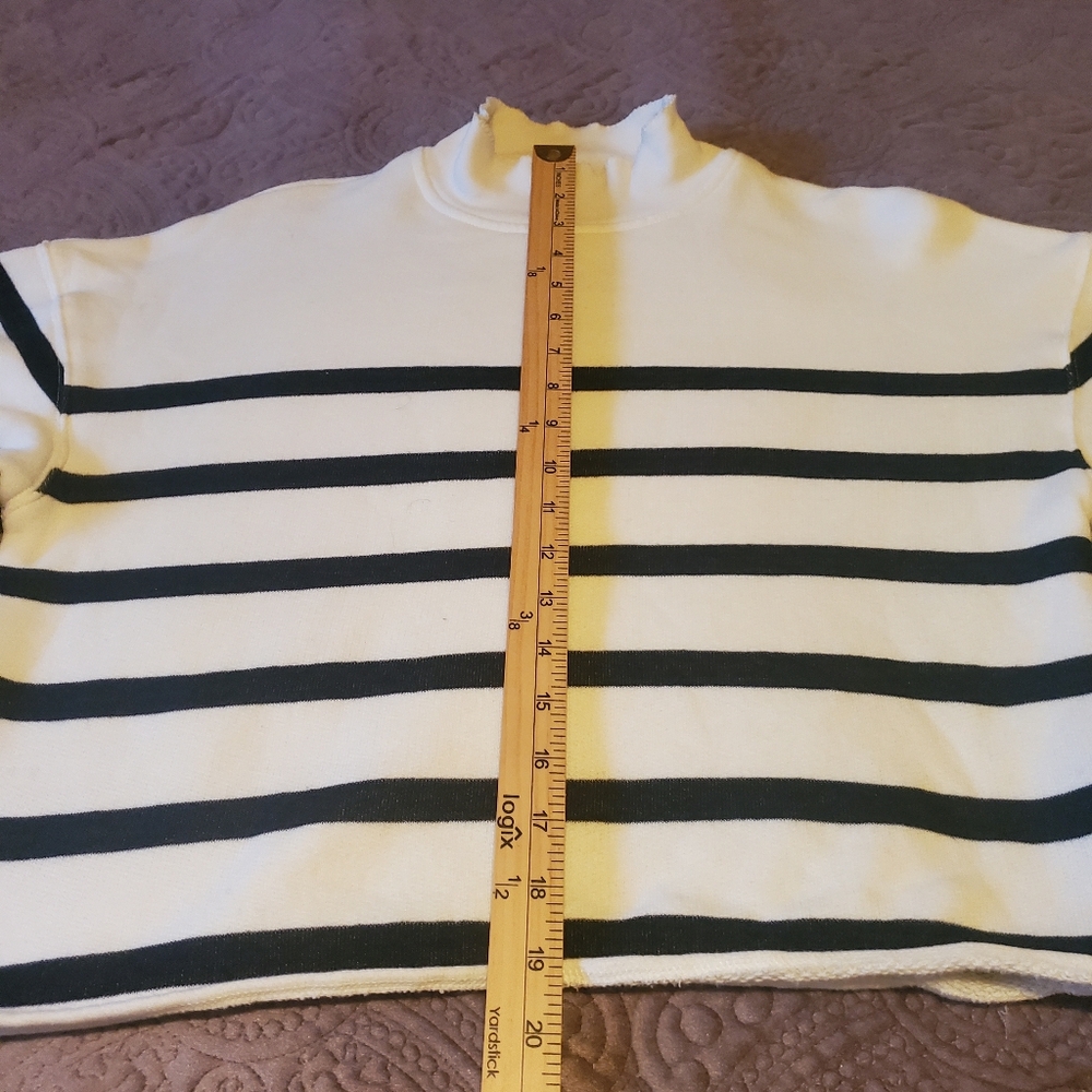 J.CREW Heritage Terry Mockneck Cropped Sweashirt In Stripe Women's SZ S - Picture 13 of 14